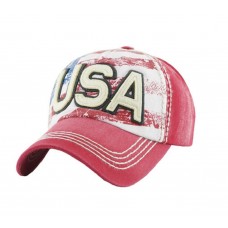 KB Adjustable USA American Flag Patriotic July 4 Memorial Cap Hat Red  eb-32429384